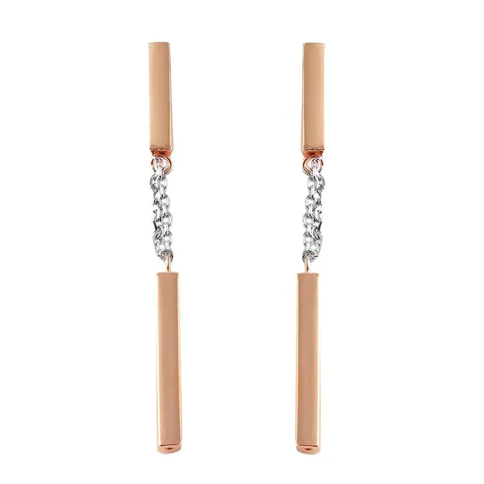Pendientes De Barra Colgantes De Plata 925 Chapados En Oro Rosa – ITE00072RGP