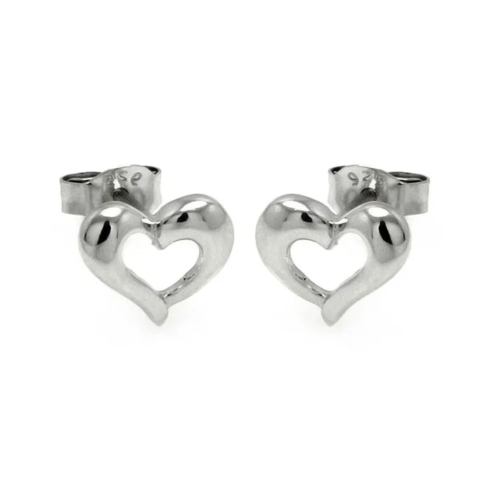 Pendientes de botón abiertos de plata 925 chapada en rodio – STE00779
