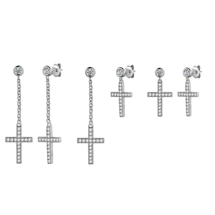 Pendientes de cruz para mujer, de plata de ley 925, colgantes, joyería religiosa cristiana, regalos de Pascua para hombre.