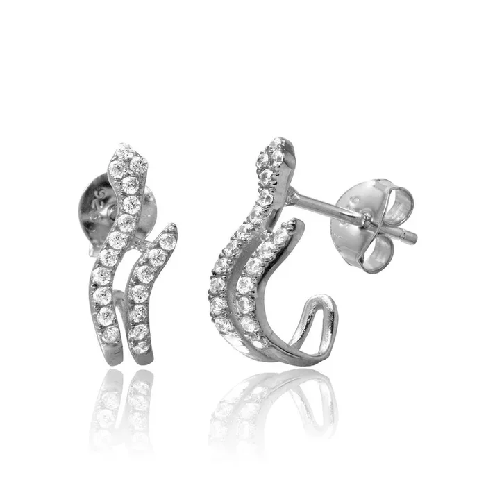 Pendientes de gancho de serpiente con circonitas cúbicas en plata de ley 925 rodiada – BGE00522