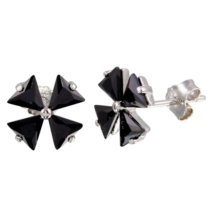 Pendientes de plata de ley 925 rodiada con circonitas negras – STE01092
