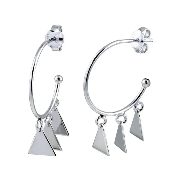Pendientes triangulares colgantes de plata de ley 925 rodiada – SOE00021