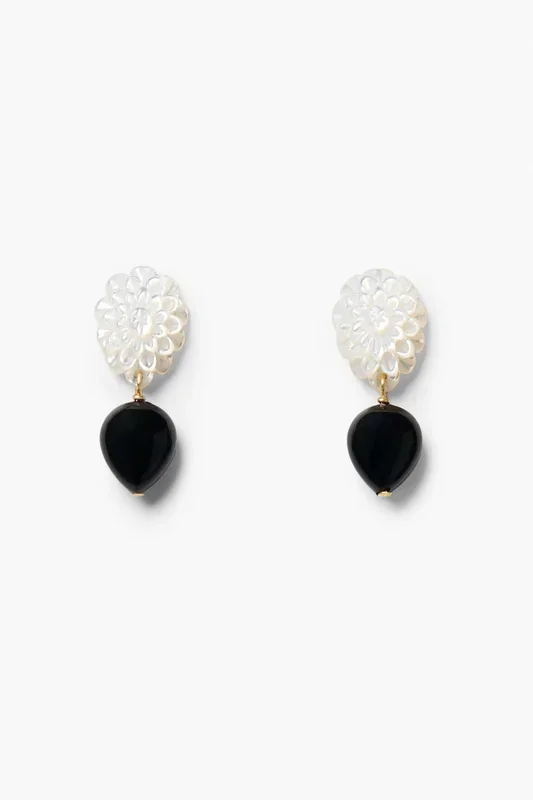 Peony Drop Earrings White MOP