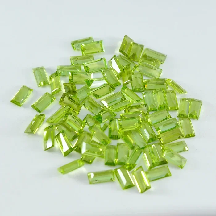 Peridot 1PC Small 6×12 MM Baguette Faceted Green Lustrous Semi Precious Loose Gemstone