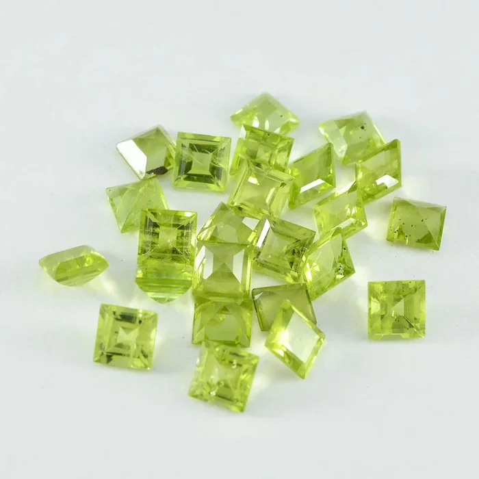 Peridot 1PC Tiny 5×5 MM Square Faceted Green Sparkling Semi Precious Gems