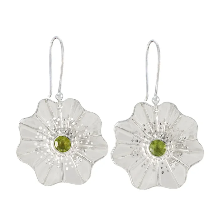Peridot African Alina Solitaire Dangle Green 925 Sterling Silver Earring