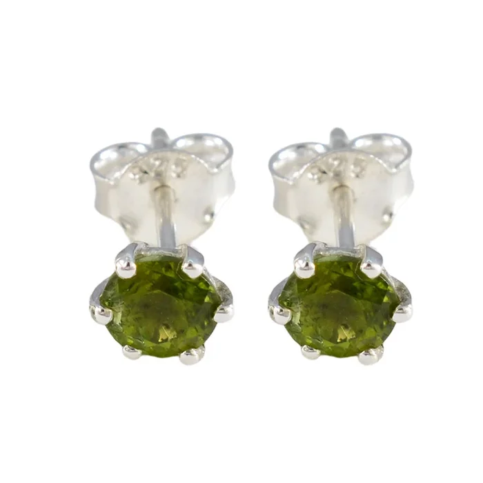 Peridot American Aiko Solitaire Stud Green 925 Sterling Silver Earring