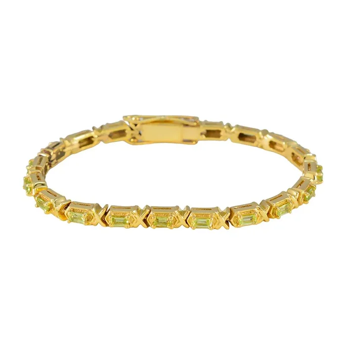 Peridot App Day Eye-catching Green 925 Silver Tennis Bracelet