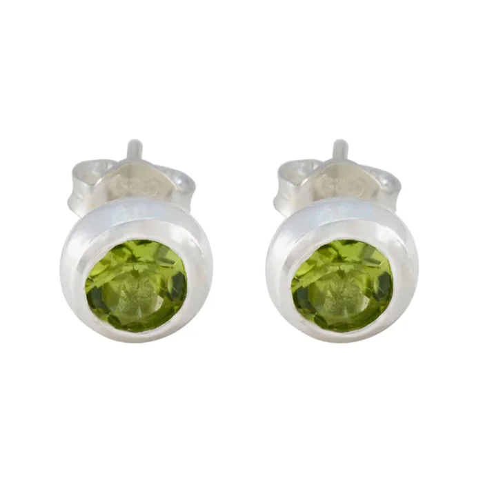 Peridot Australian Eliza Solitaire Stud Green 92.5 Silver Earring