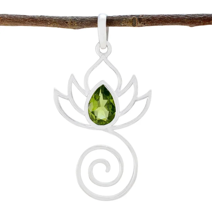 Peridot Dainty Italian Sterling Silver Solitaire Fernanda Rope-Wire Green Pendant Jewellery