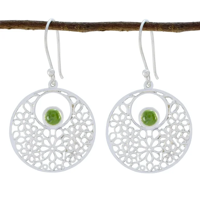 Peridot French Joaquina Solitaire Dangle Green 925 Sterling Silver Earring