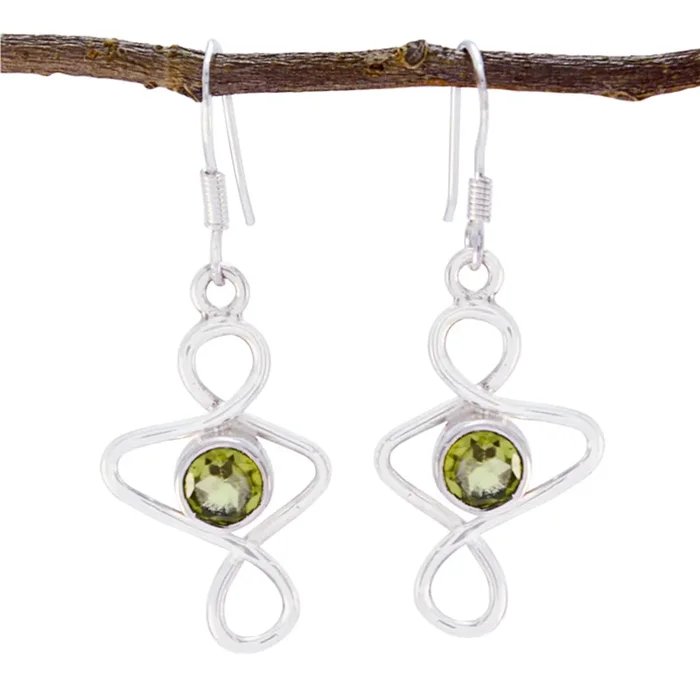 Peridot German Amelia Solitaire Dangle Green 92.5 Silver Earring