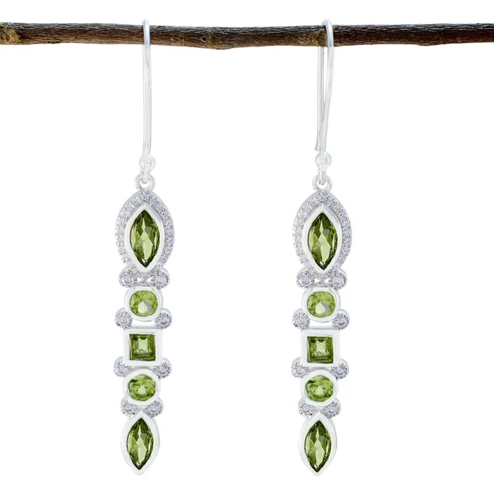 Peridot German Emilia multiple Dangle Green Sterling Silver Earring