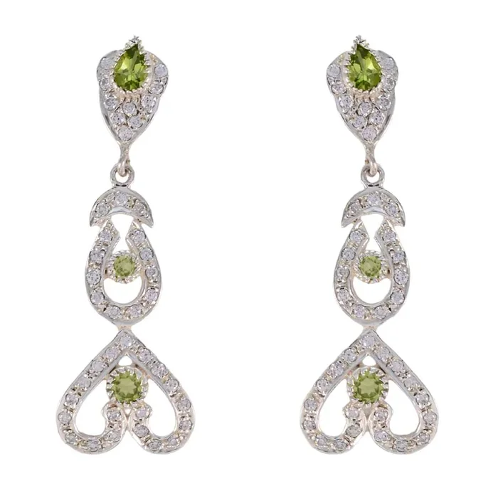 Peridot Indian Araya multiple Stud Green 925 Sterling Silver Earring
