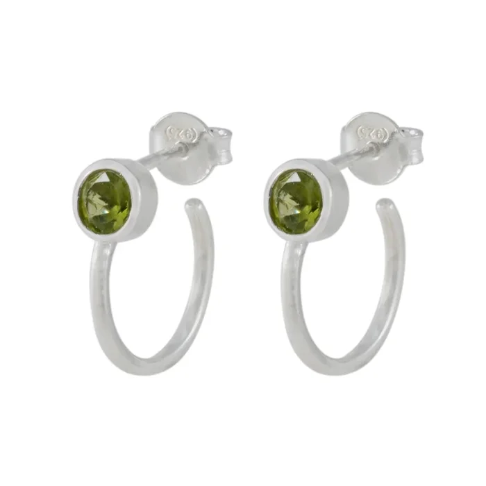 Peridot Moroccan Isla Solitaire Stud Green Sterling Silver Earring