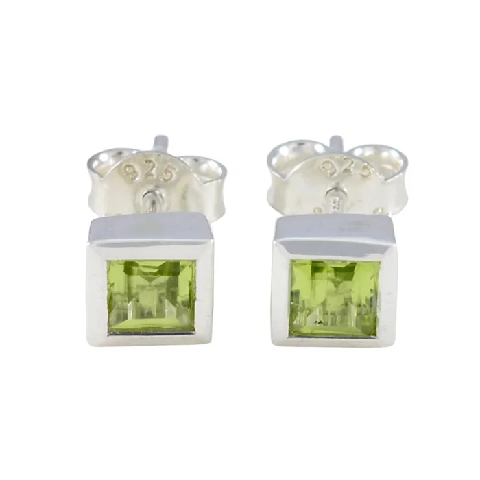 Peridot Moroccan Laura Solitaire Stud Green Sterling Silver Earring