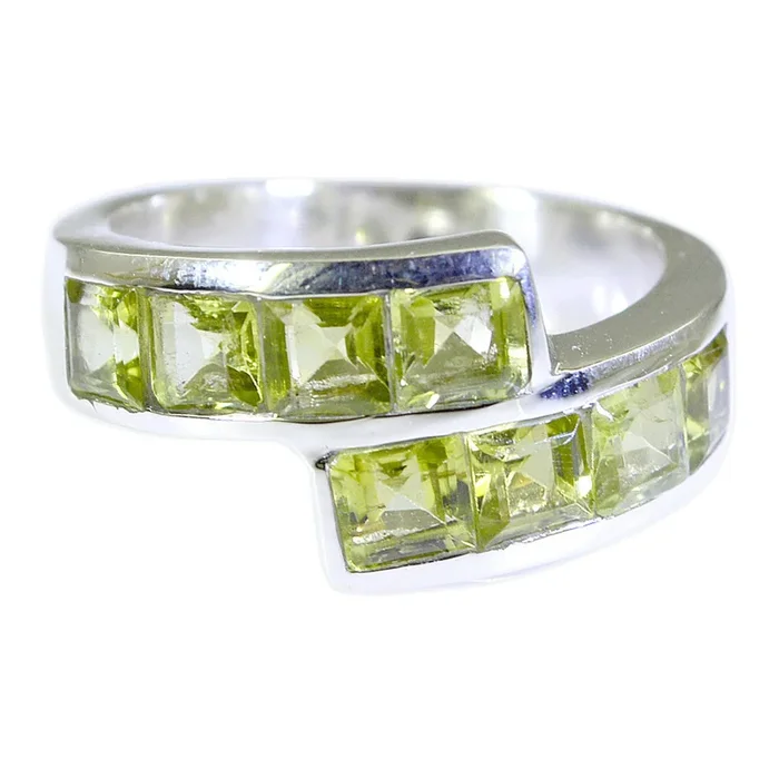 Peridot octa Moroccan Silver Green Gems Classic Sophisticated Ring Jewelry