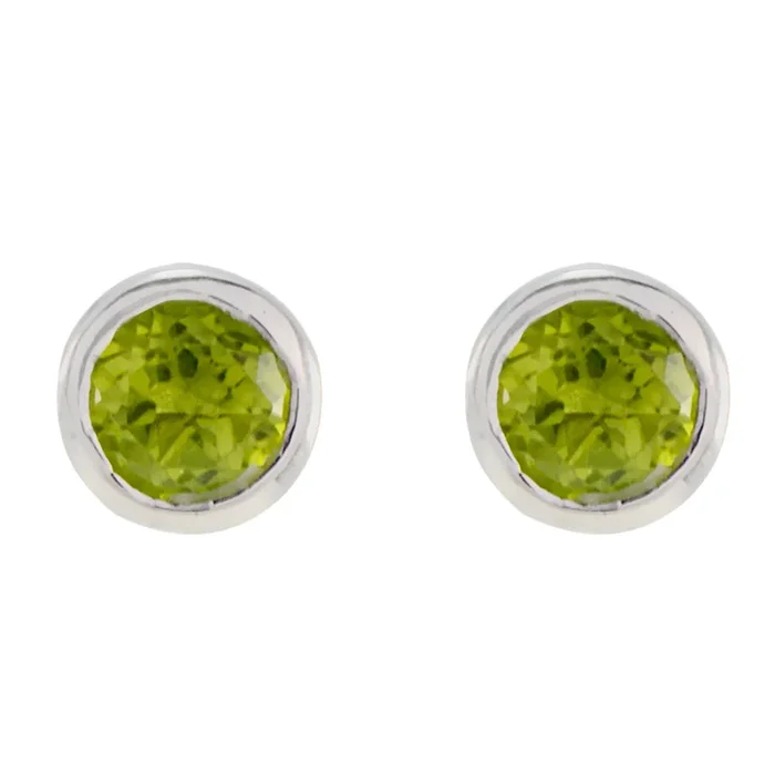 Peridot Russian Ida Solitaire Stud Green Silver Earring