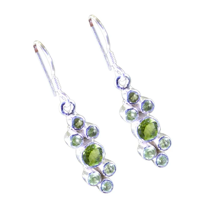 Peridot Russian Renata multiple Dangle Green 925 Silver Earring