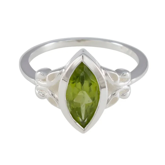 Peridot Solitaire American 92.5 Silver Green Gemstone Whisper-thin Trendy Ring Jewellery