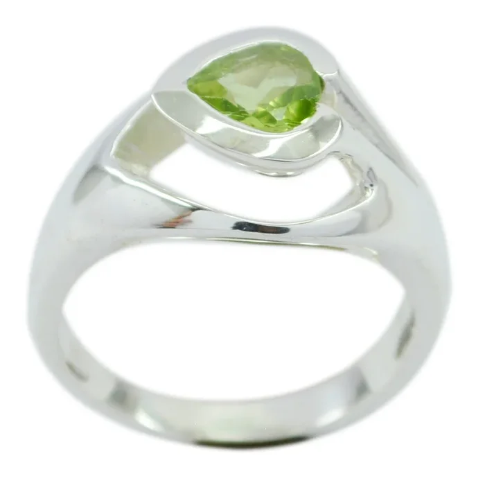 Peridot Solitaire Egyptian 925 Sterling Silver Green Gemstone Eye-catching Feminine Ring Jewelry