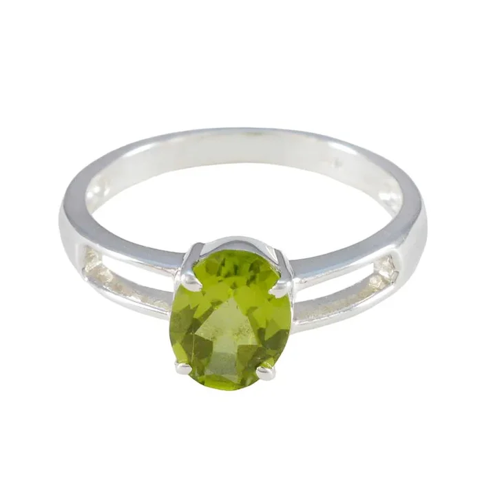 Peridot Solitaire German 925 Sterling Silver Green Gems Tiny Trendy Ring Jewellery