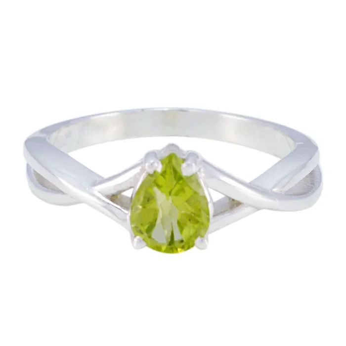 Peridot Solitaire Japanese 925 Sterling Silver Green Gemstone Whisper-thin Feminine Ring Jewelry