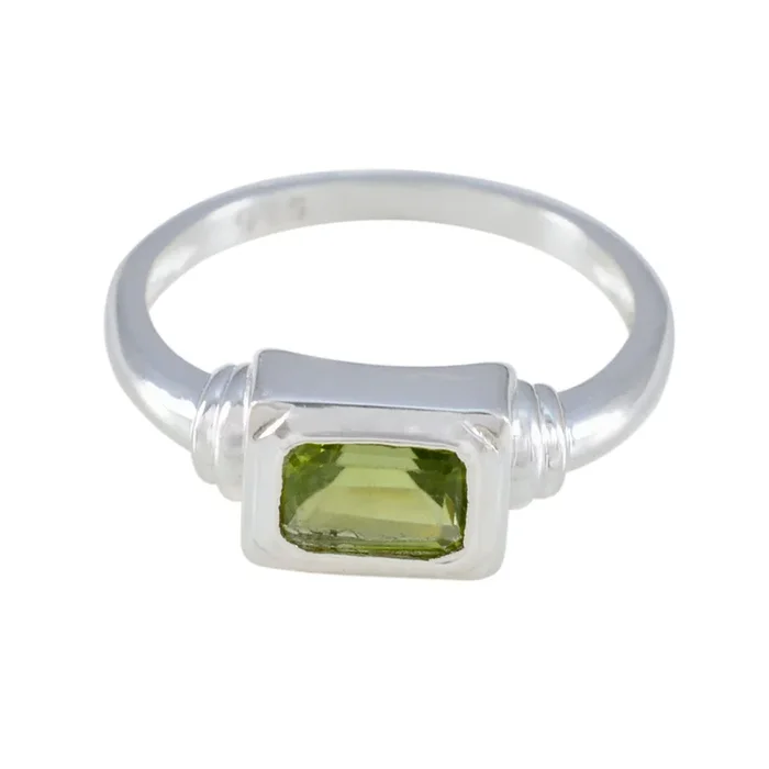 Peridot Solitaire Korean 92.5 Silver Green Gems Whisper-thin Boho Ring Jewellery