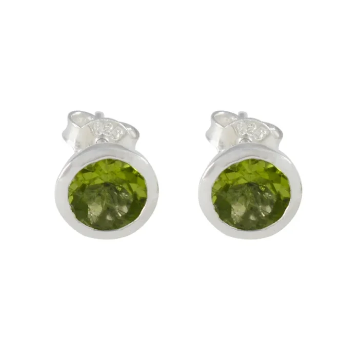 Peridot Spanish Zoe Solitaire Stud Green 925 Sterling Silver Earring