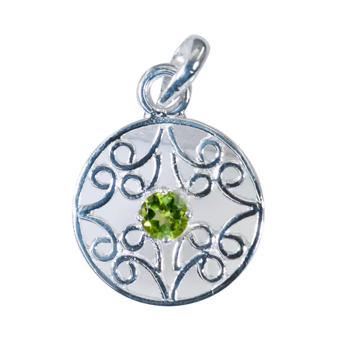 Peridot Tiny Spanish 92.5 Silver Solitaire Josephine Art-Deco Green Pendant Jewellery