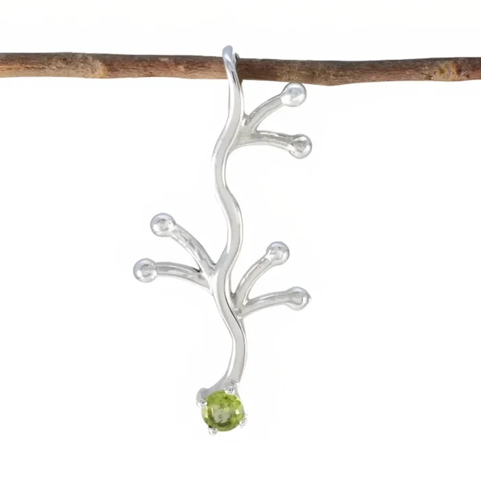 Peridot Tiny Spanish Sterling Silver Solitaire Alejandra Signet Green Pendant Jewellery