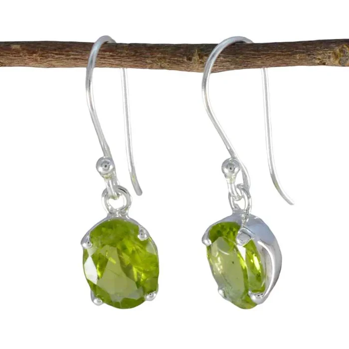 Peridot Turkish Evelyn Solitaire Dangle Green 925 Silver Earring