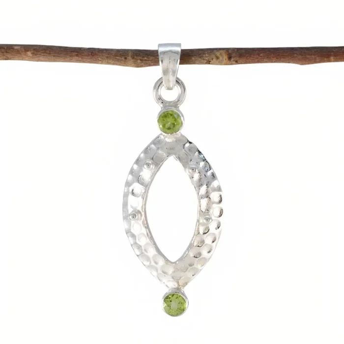 Peridot Whisper-thin American Sterling Silver Toi et Moi Lili Abstract Green Pendant Jewellery
