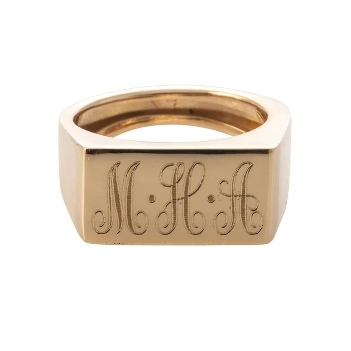 Personalized 14K Gold Signature Bar Ring
