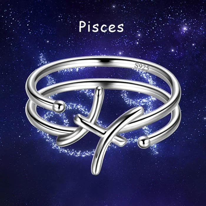 Pesci Anelli Segno zodiacale Gioielli Donne Ragazze Regali di compleanno Argento sterling 925