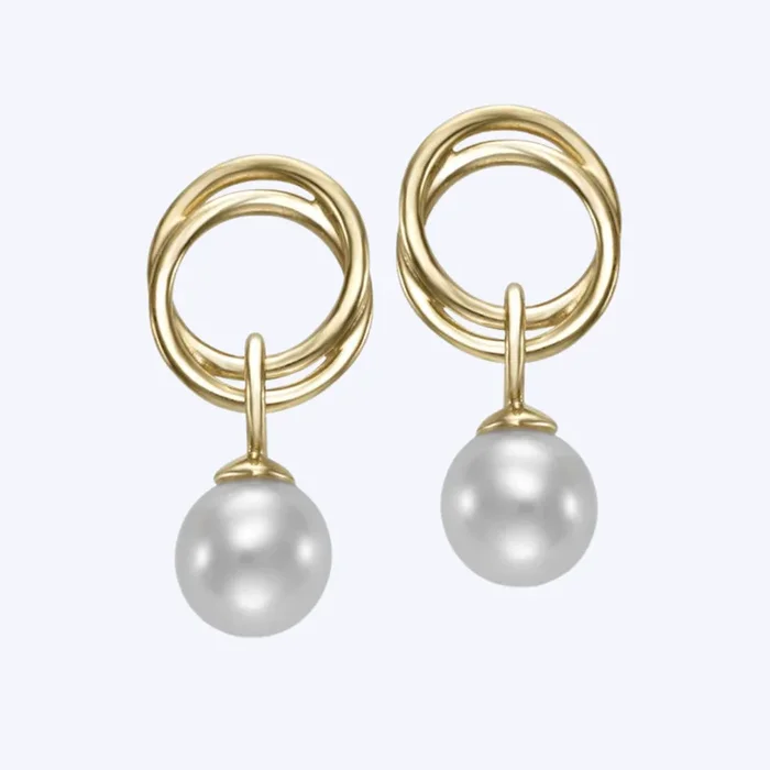 Petite Classic Pearl Drop Circle Earrings