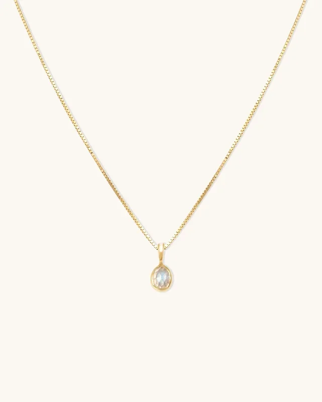 Petite Oval Moonstone Necklace