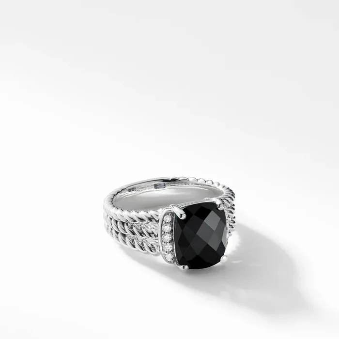 Petite Wheaton® in Sterling Silver with Black Onyx and Diamonds, 10mm