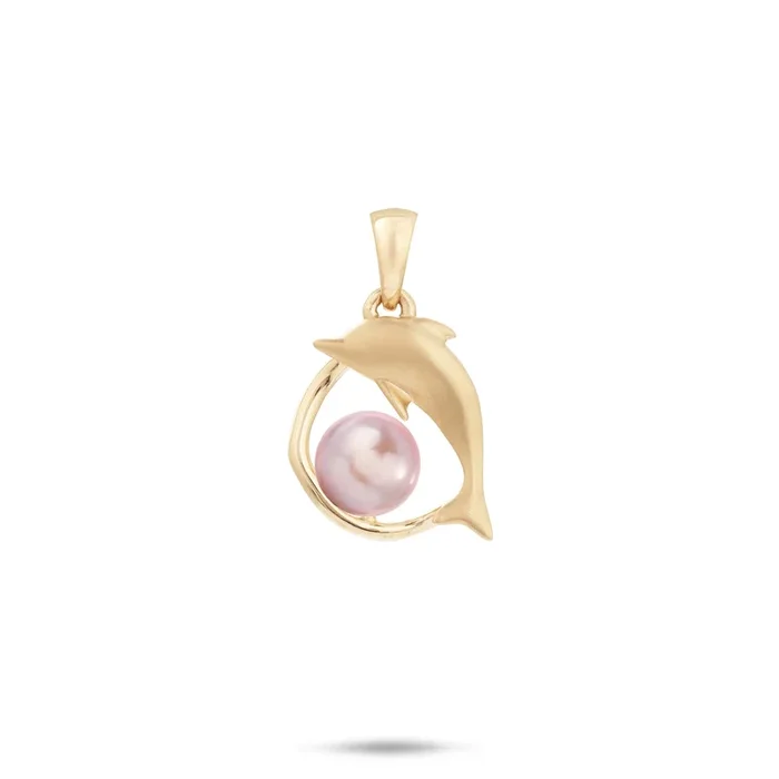 Pick A Pearl Bubble Dolphin Pendant in Gold – 16mm