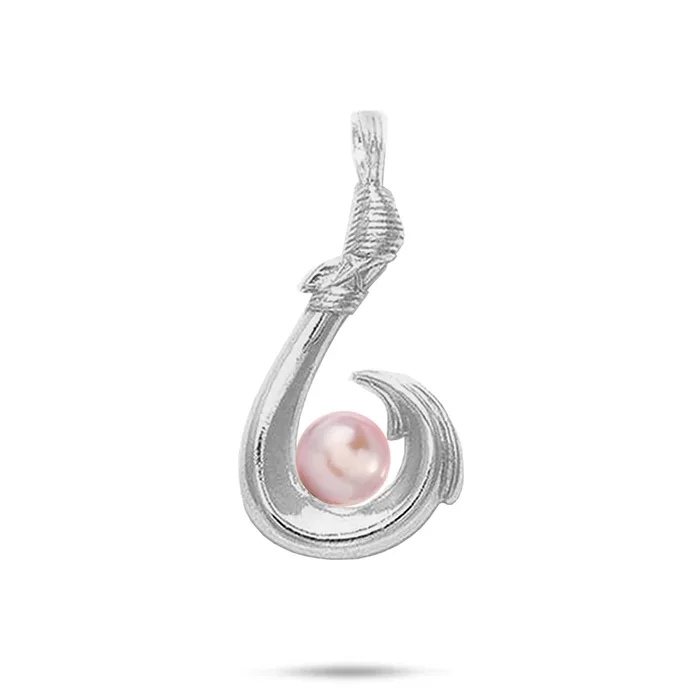 Pick A Pearl Fish Hook Pendant in Sterling Silver – 27mm