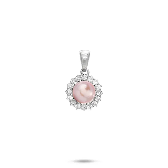 Pick A Pearl Halo Pendant in Sterling Silver – 12mm