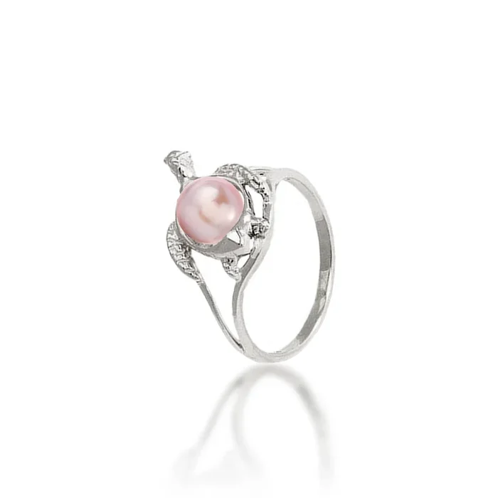 Pick A Pearl Honu (Turtle) Ring in White Gold – 14mm