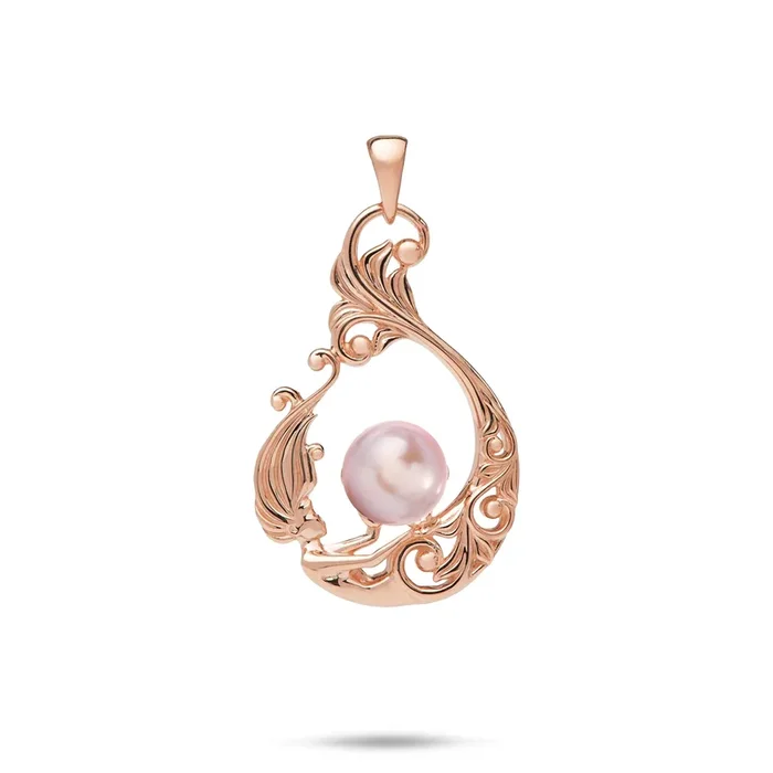 Pick A Pearl Living Heirloom Mermaid Pendant in Rose Gold – 27mm