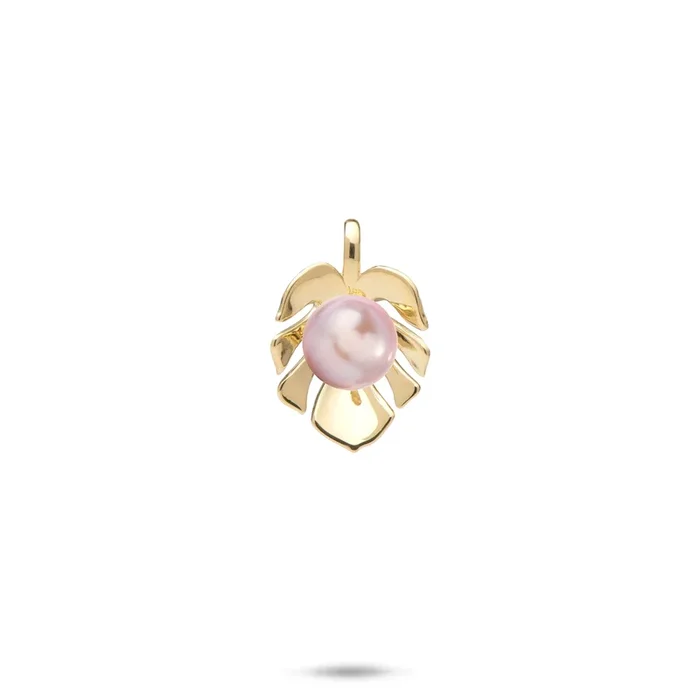 Pick A Pearl Monstera Pendant in Gold – 17mm