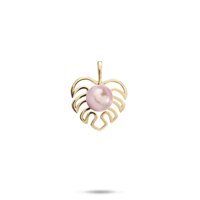 Pick A Pearl Monstera Pendant in Gold – 19mm