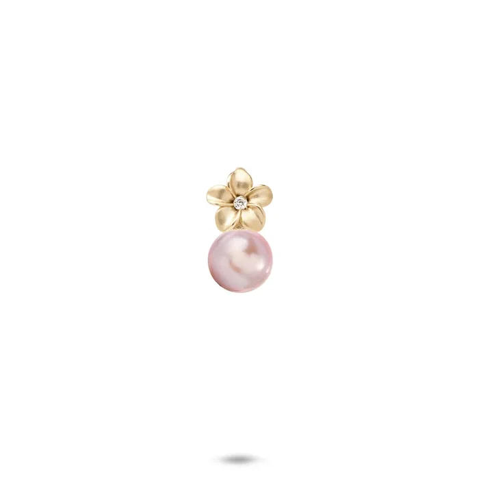 Pick A Pearl Plumeria Pendant in Gold with Diamonds – 7mm
