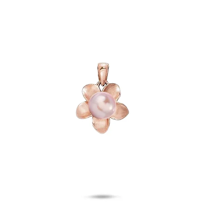 Pick A Pearl Plumeria Pendant in Rose Gold – 13mm