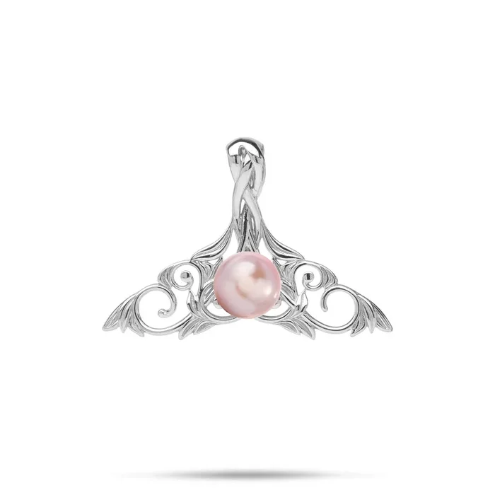 Pick A Pearl Whale’s Tail Pendant in Sterling Silver – 21 mm