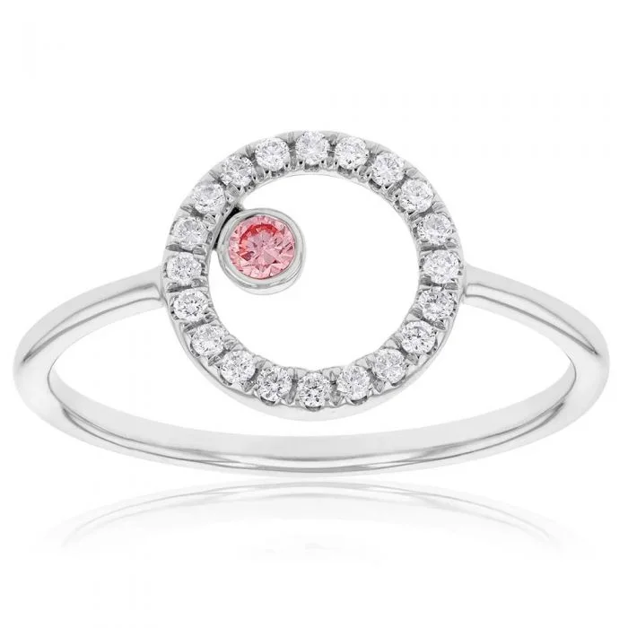 Pink & White Luminesce Lab Grown Diamond Ring set in 9ct White Gold