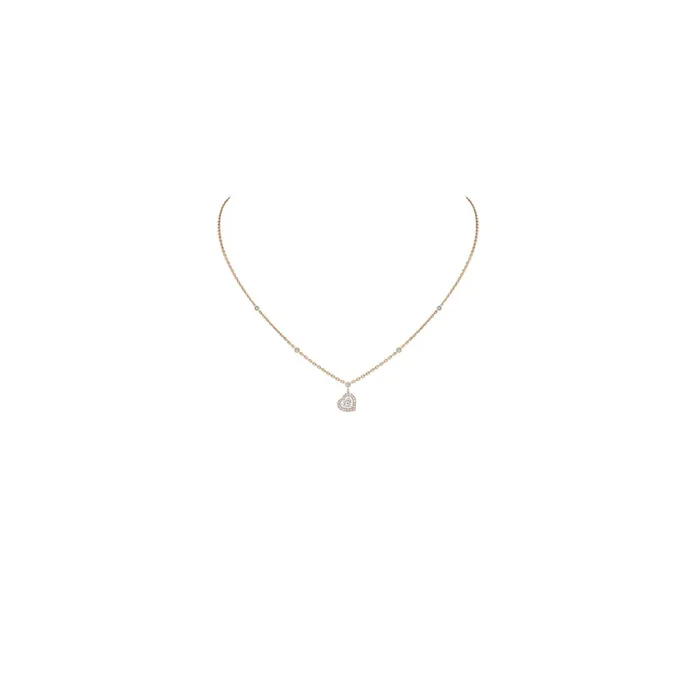 Pink gold necklace woman messika joy heart diamond 11437R – Lepage